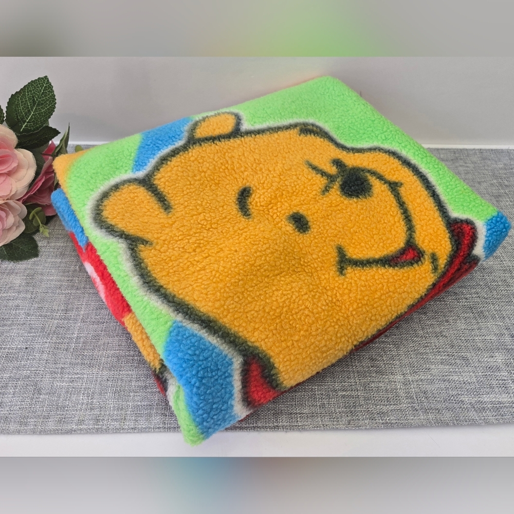 Vintage Disney Winnie Pooh  Kids Plush Crib Blanket Soft 36" ×‎ 32"